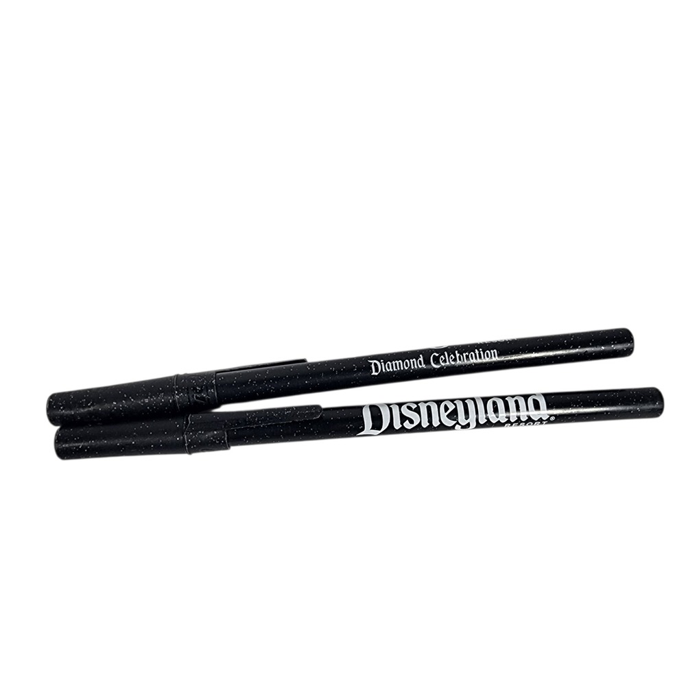 Disneyland‎ Diamond Celebration Resort Pens Black Glitter Set of 2 Souvenir